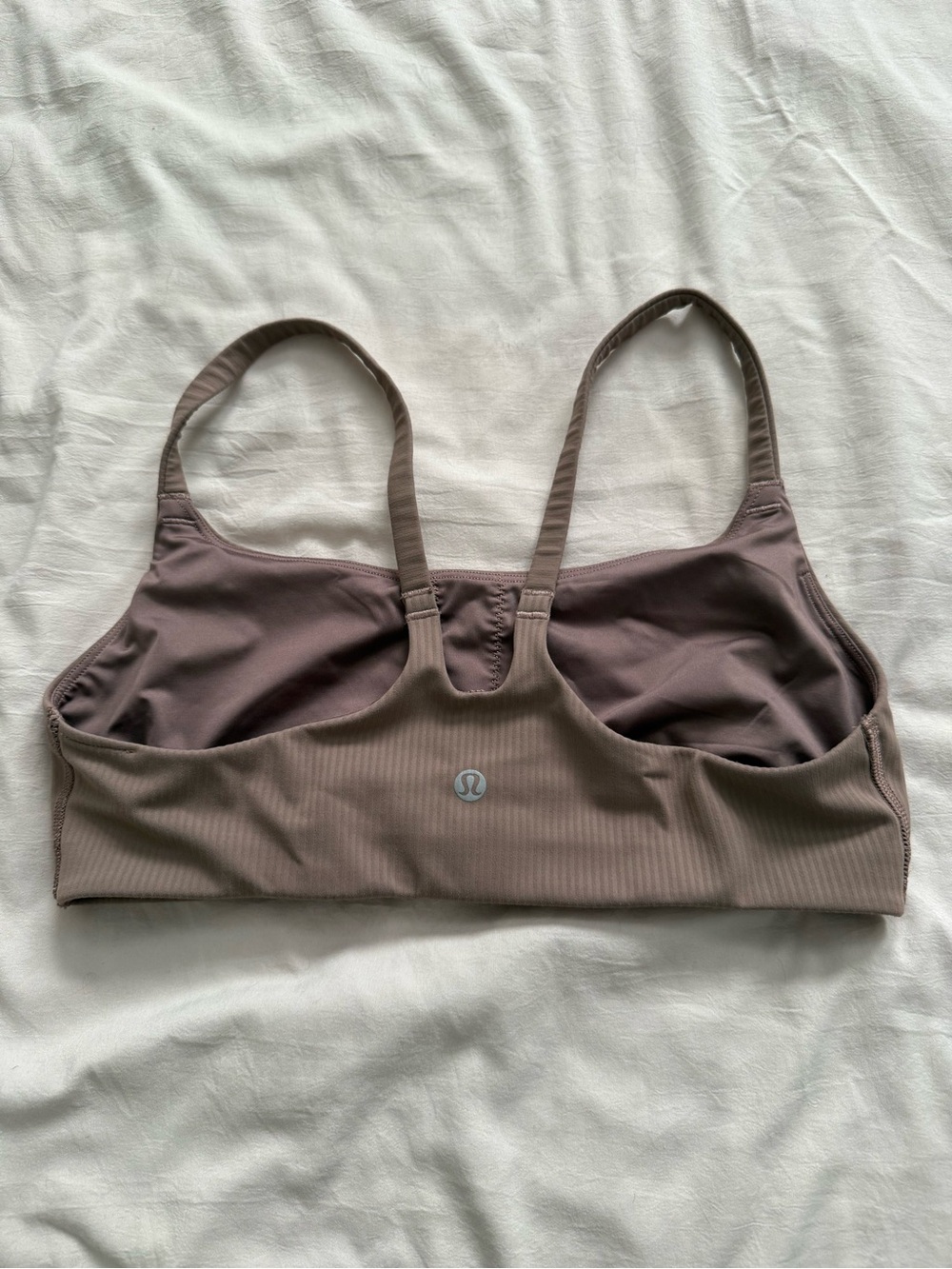 Lululemon Wunder Train Strappy Racer Bra Ribbed Taupetastic size 10 - Picture 3 of 3